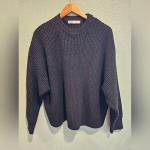 Zara Over Sized Black Knit Sweater Medium